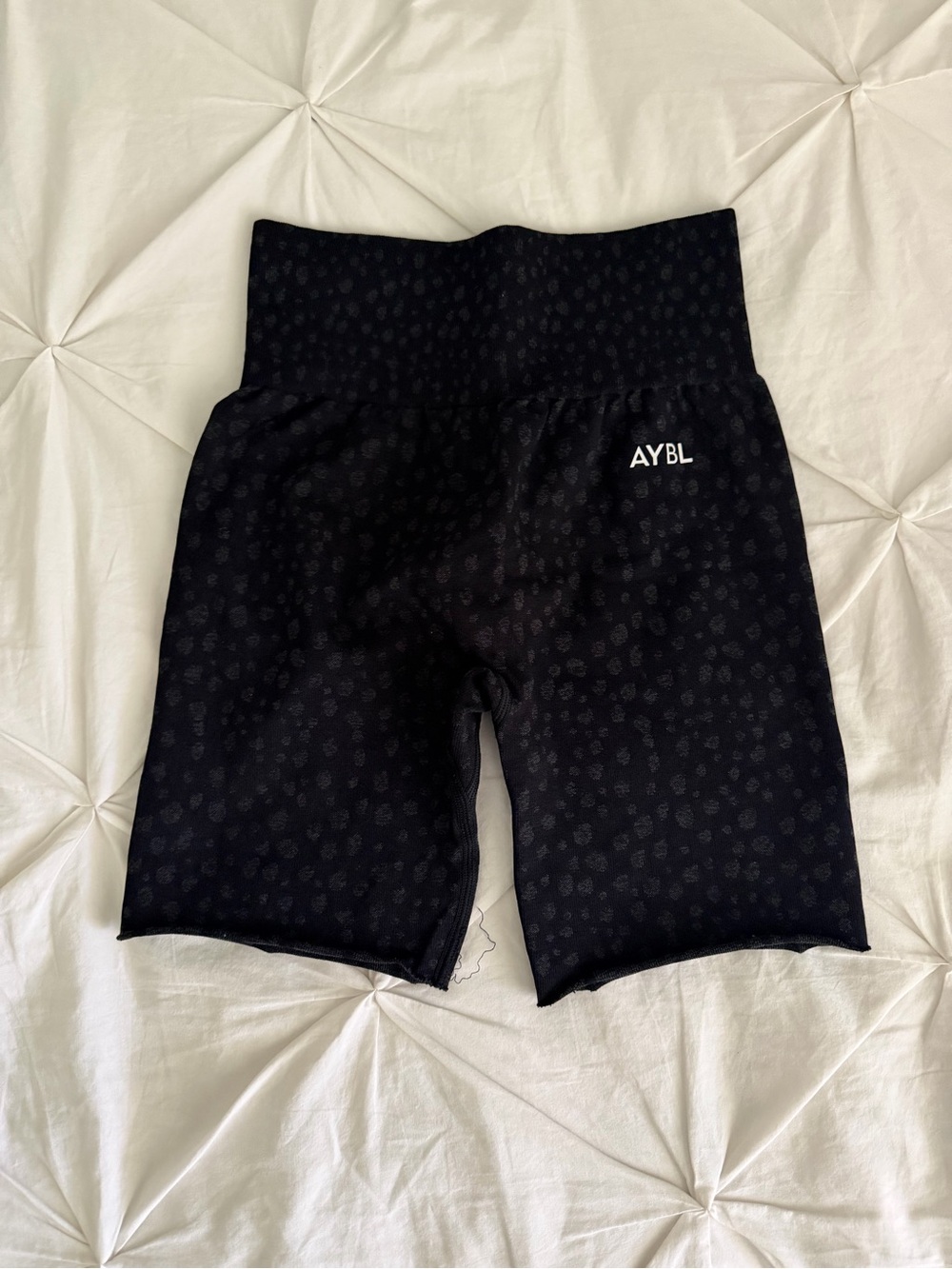 AYBL Black High-Waist Textured Bike Shorts